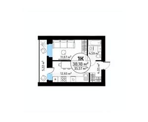 1-к квартира, вторичка, 38м2, 6/18 этаж
