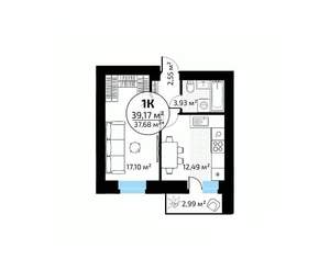 1-к квартира, вторичка, 39м2, 18/18 этаж