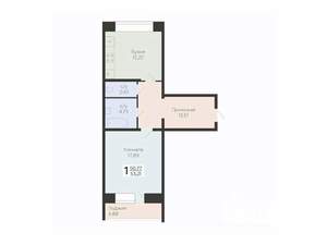 1-к квартира, вторичка, 53м2, 4/12 этаж