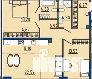 3-к квартира, строящийся дом, 89м2, 3/21 этаж