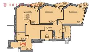 2-к квартира, вторичка, 89м2, 15/19 этаж