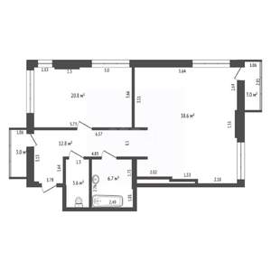 2-к квартира, вторичка, 89м2, 6/8 этаж