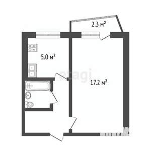 1-к квартира, вторичка, 30м2, 2/9 этаж