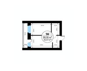 1-к квартира, вторичка, 38м2, 2/18 этаж