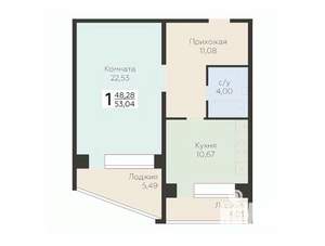 1-к квартира, вторичка, 53м2, 10/12 этаж