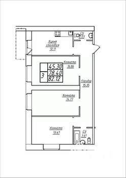 3-к квартира, строящийся дом, 82м2, 3/17 этаж