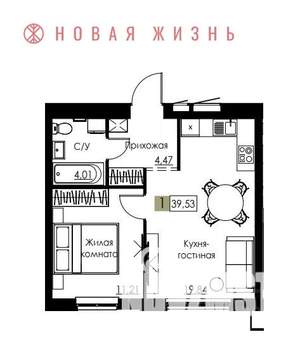 1-к квартира, вторичка, 40м2, 5/8 этаж