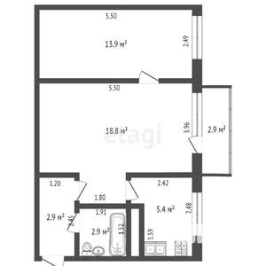 2-к квартира, вторичка, 46м2, 3/5 этаж