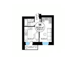 1-к квартира, вторичка, 38м2, 14/18 этаж