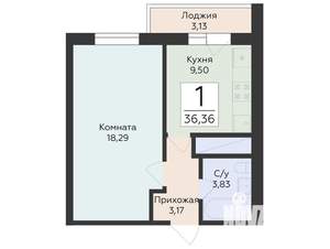 1-к квартира, вторичка, 36м2, 11/24 этаж