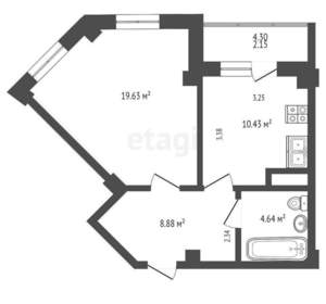 1-к квартира, вторичка, 37м2, 2/19 этаж
