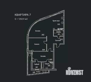 3-к квартира, строящийся дом, 130м2, 6/8 этаж
