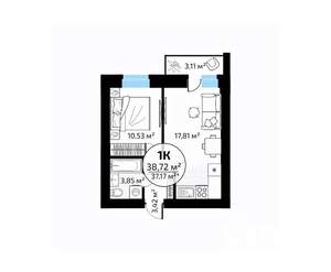 1-к квартира, вторичка, 39м2, 11/18 этаж