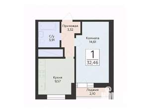 1-к квартира, вторичка, 32м2, 5/24 этаж