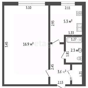 1-к квартира, вторичка, 28м2, 1/16 этаж