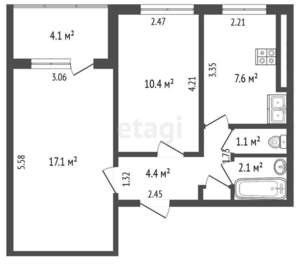 2-к квартира, вторичка, 47м2, 6/9 этаж