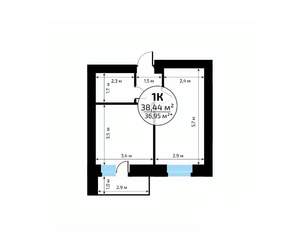 1-к квартира, вторичка, 38м2, 11/18 этаж