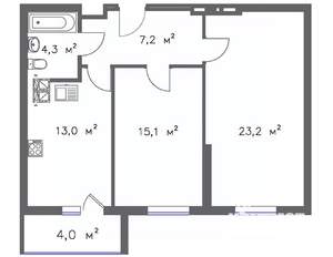 2-к квартира, строящийся дом, 67м2, 7/20 этаж