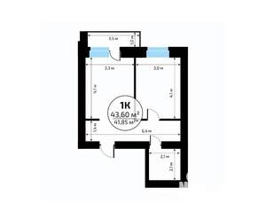 1-к квартира, вторичка, 44м2, 17/18 этаж