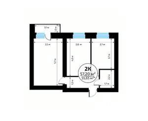 2-к квартира, вторичка, 57м2, 8/18 этаж