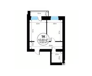 1-к квартира, вторичка, 44м2, 16/18 этаж
