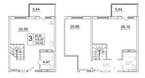1-к квартира, вторичка, 105м2, 26/27 этаж