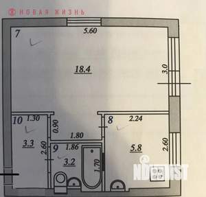 1-к квартира, вторичка, 32м2, 1/5 этаж