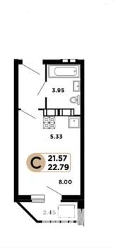 Студия квартира, вторичка, 23м2, 12/26 этаж
