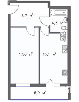 1-к квартира, вторичка, 50м2, 6/20 этаж
