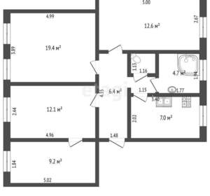 4-к квартира, вторичка, 72м2, 1/5 этаж