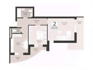 2-к квартира, вторичка, 66м2, 7/17 этаж