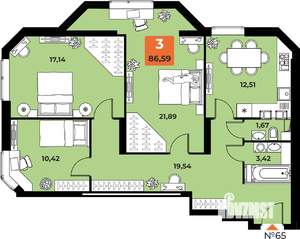 3-к квартира, вторичка, 85м2, 8/23 этаж