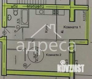 2-к квартира, вторичка, 52м2, 13/16 этаж