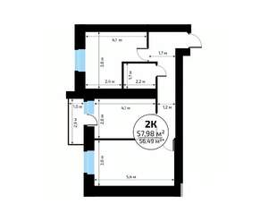 2-к квартира, вторичка, 58м2, 10/18 этаж