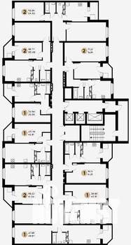 2-к квартира, строящийся дом, 64м2, 23/26 этаж