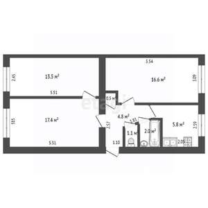 3-к квартира, вторичка, 62м2, 1/5 этаж