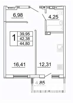 1-к квартира, строящийся дом, 45м2, 5/27 этаж