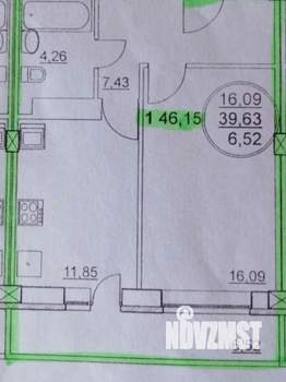 1-к квартира, вторичка, 40м2, 7/16 этаж