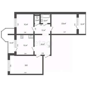 3-к квартира, вторичка, 69м2, 1/5 этаж