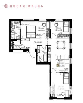 3-к квартира, вторичка, 88м2, 5/8 этаж
