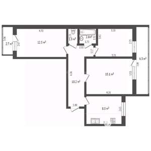 3-к квартира, вторичка, 59м2, 8/10 этаж