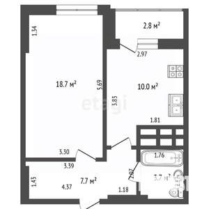 1-к квартира, вторичка, 40м2, 24/26 этаж
