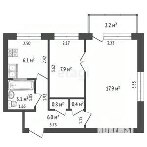 2-к квартира, вторичка, 42м2, 5/5 этаж