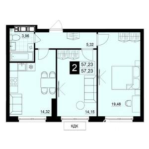 2-к квартира, вторичка, 57м2, 5/15 этаж