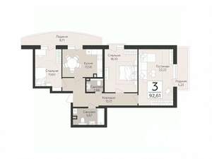 3-к квартира, вторичка, 93м2, 2/17 этаж