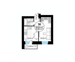 1-к квартира, вторичка, 38м2, 12/18 этаж
