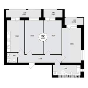 3-к квартира, вторичка, 106м2, 1/8 этаж