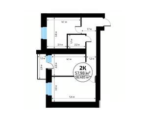 2-к квартира, вторичка, 58м2, 16/18 этаж