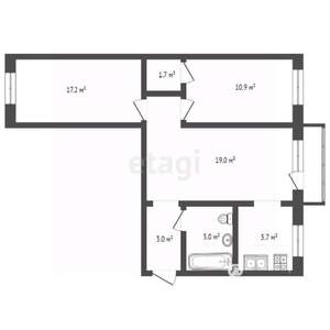 3-к квартира, вторичка, 58м2, 4/5 этаж