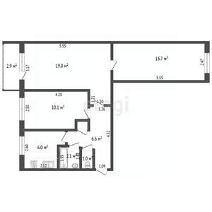 3-к квартира, вторичка, 59м2, 2/5 этаж